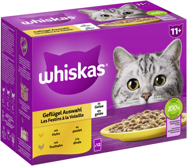 Whiskas 11+ Geflügel  Auswahl Gelee 12x85gP