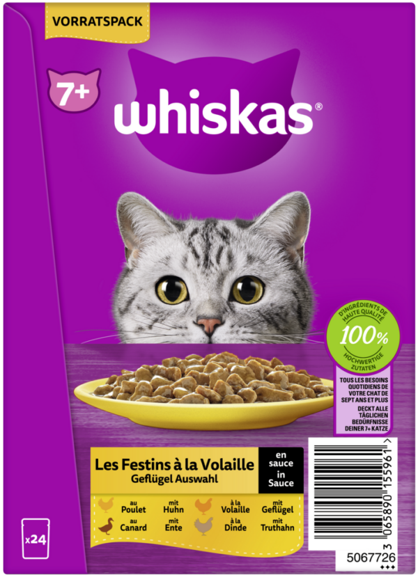 Whiskas 7+ Geflügel Auswahl Sauce 24x85gP