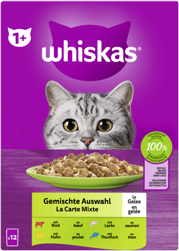 Whiskas 1+ Gemischt Auswahl Gelee 12x85gP