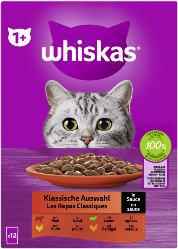 Whiskas 1+ Kla. Auswahl Sauce 12x85gP