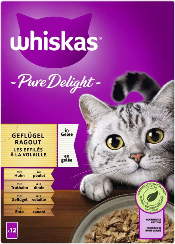 Whiskas Pure Del. Geflügel Rag Gelee 12x85gP